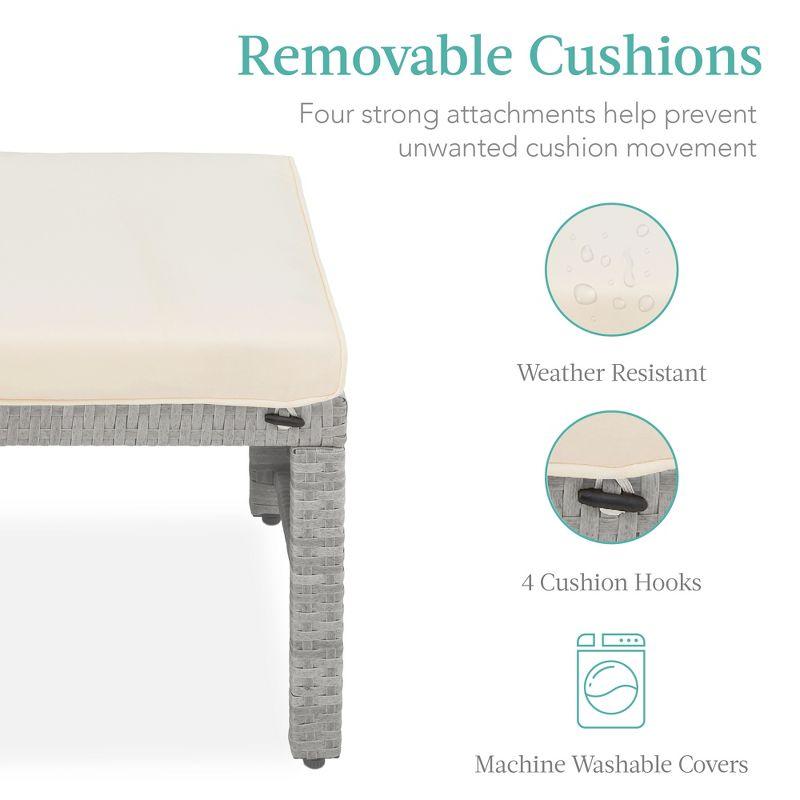 Best Choice Products Set of 2 Multipurpose Patio Wicker Ottomans w/ Removable Cushions - Gray/Cream