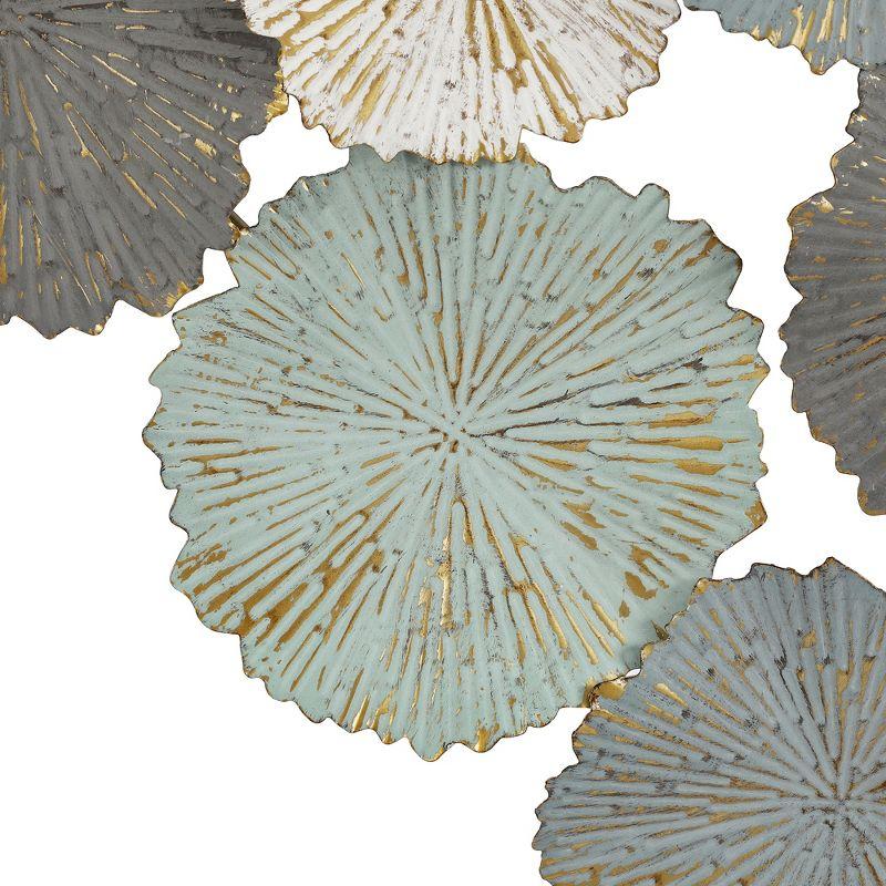 LuxenHome 48-Inch Multi-Color Metal Flowers Modern Wall Decor Gray