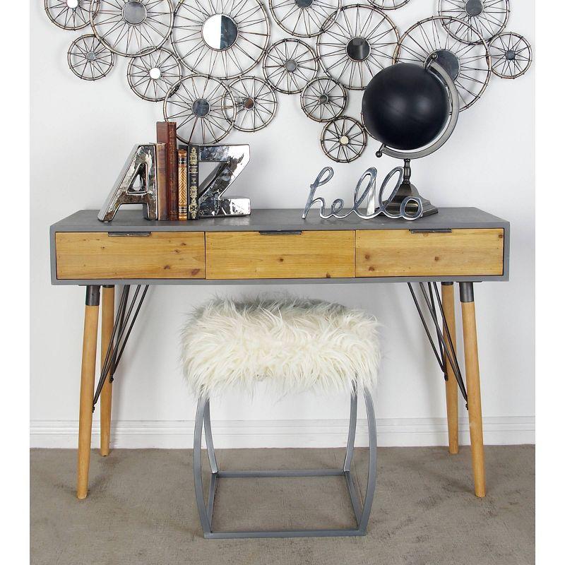 Modern Brown Wood and Metal Hallway Table with Storage