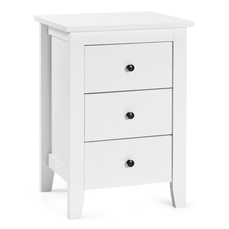 2PCS Nightstand End Beside Table Drawers Modern Storage Bedroom Furniture White