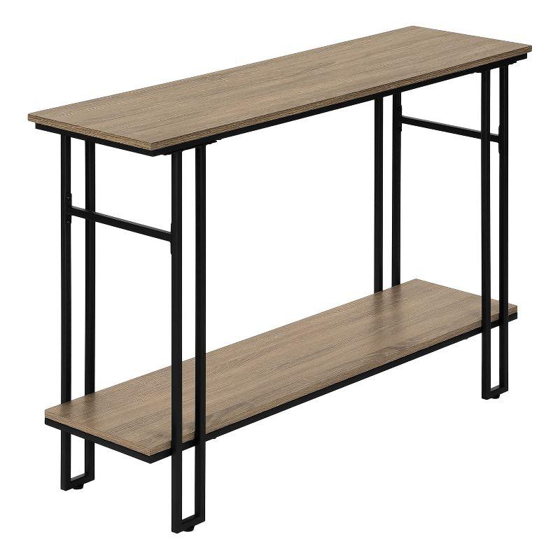 Monarch Specialties Accent Table Console Entryway Narrow Sofa Living Room Bedroom Brown Laminate Black Metal Contemporary Modern