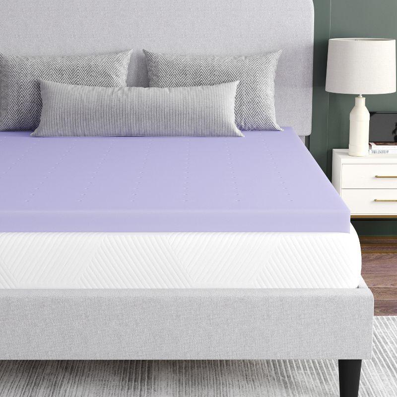 Emma and Oliver 3" Memory Foam Twin Size Mattress Topper with Lavender Infused, CertiPUR-US Certified Foam and Ventilated Construction