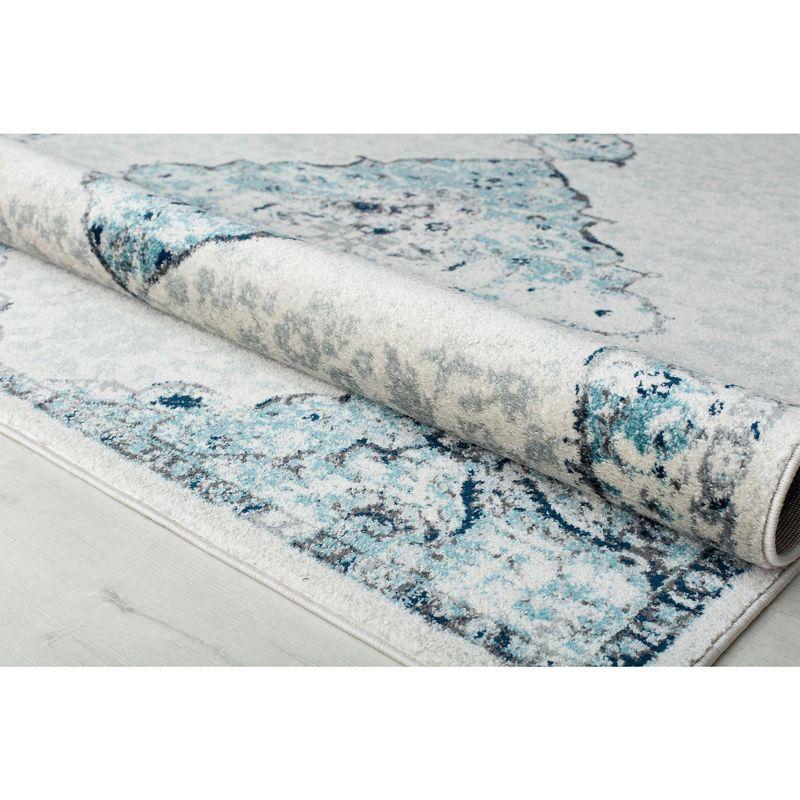 Rugs America Harper HY50G Bluebonnet Transitional Vintage Area Rug for Dining Room Rug Neutral Rug Living Room Rug Kitchen, 2'6"x4'