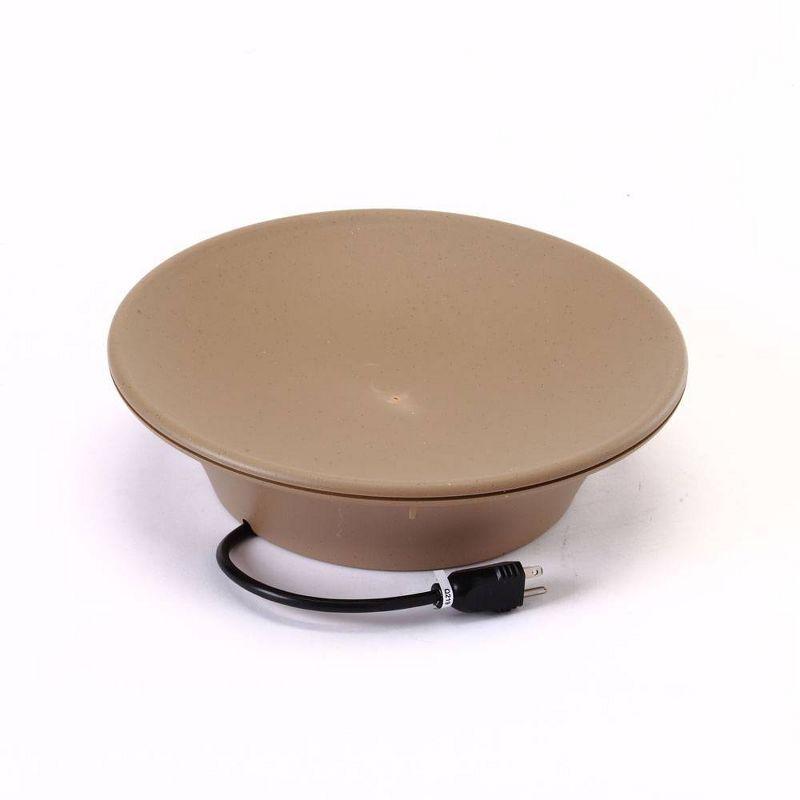 Beige Heated Bird Bath Bowl with Deck or Pole Mount