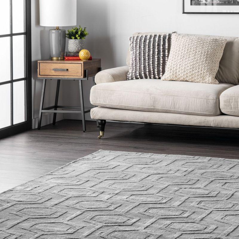 Nuloom Ambrose Geometric 5x8 Wool Indoor Area Rug for Living Room Bedroom Dining Room Kitchen, Grey