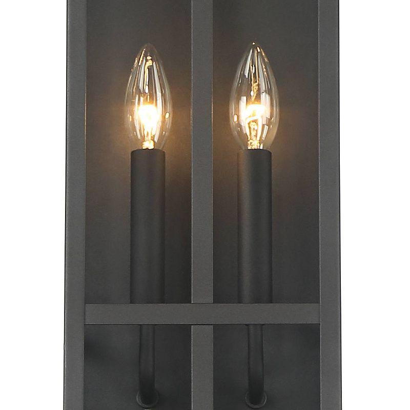 Possini Euro Design Metrix 20" High Farmhouse Rustic Rectangular Outdoor Wall Light Fixture Mount Porch House Exterior 2-Light Black Clear Glass Shade