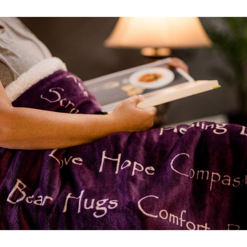 Chanasya Sympathy Warm Hugs Support Gift Throw Blanket with Plush Faux Shearling Side