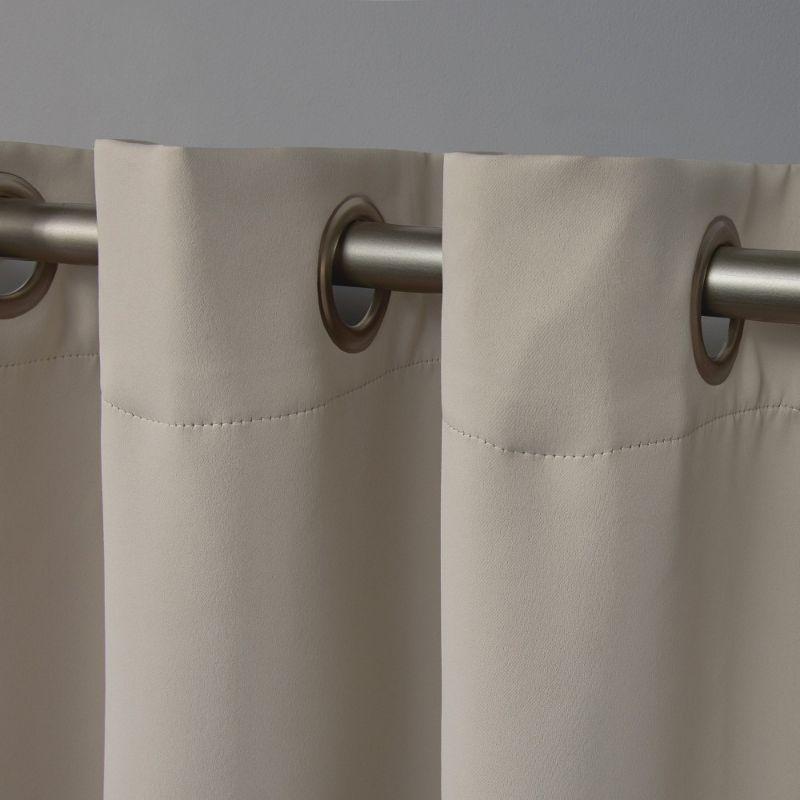 Set of 2 (84"x52") Sateen Woven Blackout Grommet Top Window Curtain Panel Beige - Exclusive Home: Thermal Insulated Drapes