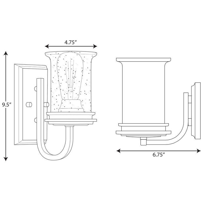 Progress Lighting Winslett 1-Light Bath Wall Light, Brushed Nickel, Seeded Glass Shade