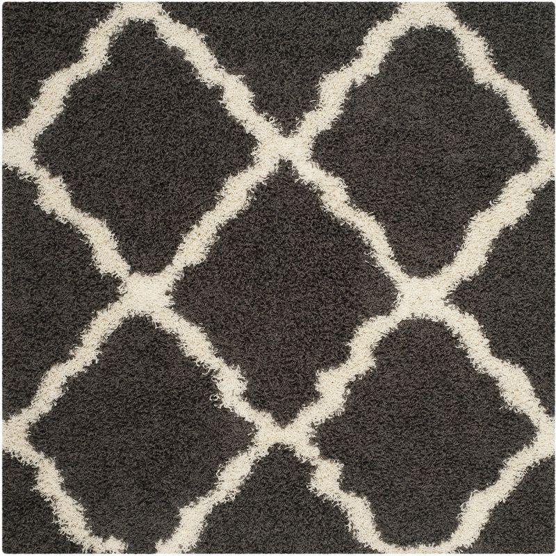 Dallas Shag SGD257 Power Loomed Area Rug - Dark Grey/Ivory - 6'x6' - Safavieh.