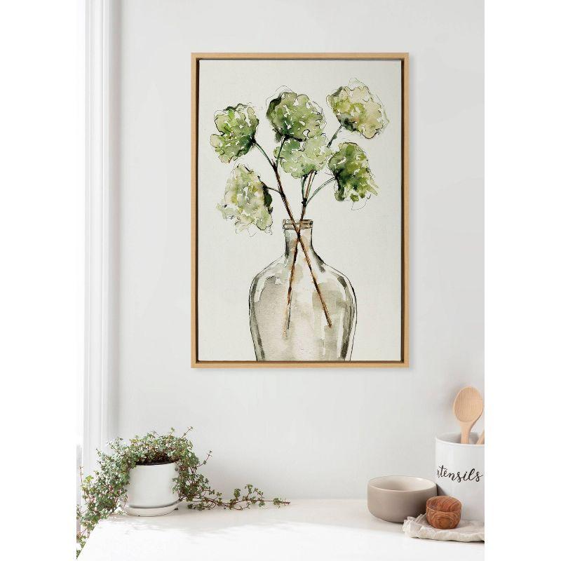 23" x 33" Sylvie Greenery Vase Framed Canvas by Sara Berrenson Natural - Kate & Laurel All Things Decor