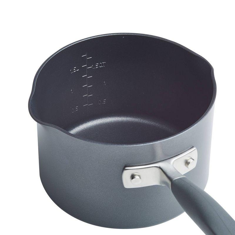 Anolon Advanced Home 2qt Covered Straining Saucepan Moonstone: Nonstick, Hard Anodized, Medium Sized, Gas & Electric Safe