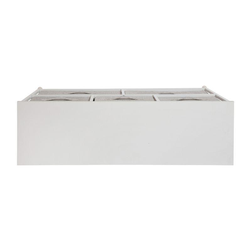 Flash Furniture 5 Drawer Wood Top White Cast Iron Frame Vertical Storage Dresser with Light Gray Easy Pull Fabric Drawers