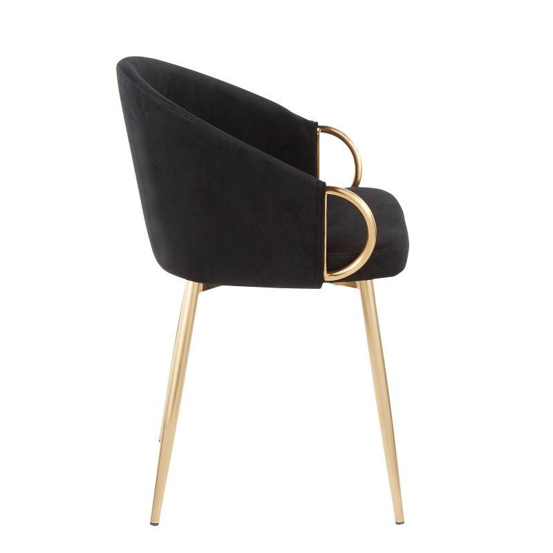 Claire Black Velvet Upholstered Low Arm Chair with Gold Metal Frame