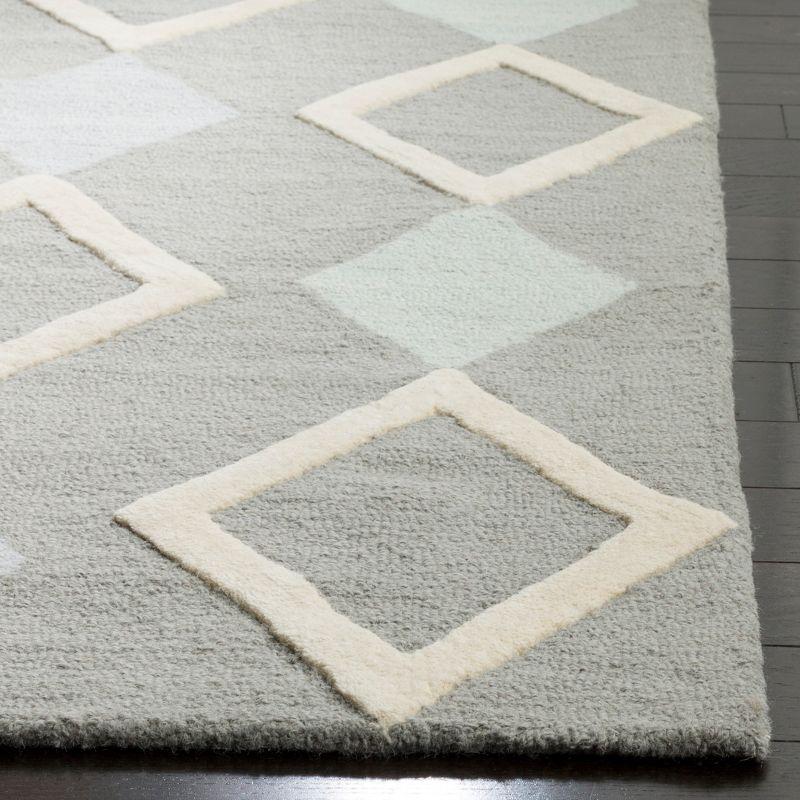 Gray and Multi Diamond Pattern Wool Kids Rug