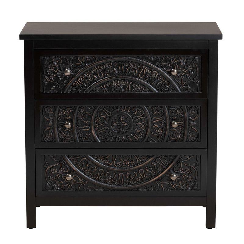 Baxton Studio Yelena Classic and Traditional Black Finished Wood 3-Drawer Storage Cabinet