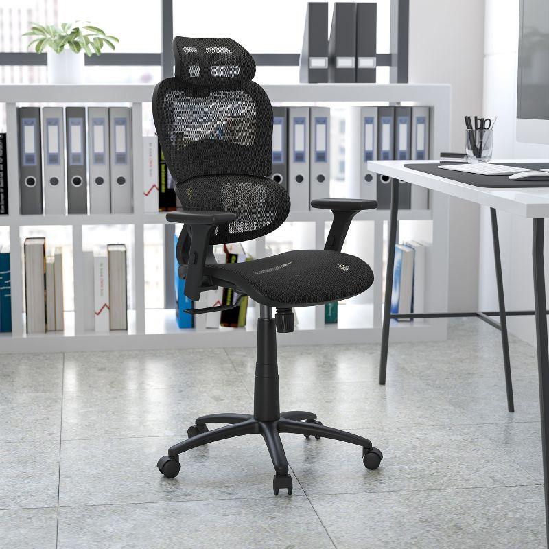 Flash Furniture Ergonomic Mesh Office Chair with 2-to-1 Synchro-Tilt, Adjustable Headrest, Lumbar Support, and Adjustable Pivot Arms