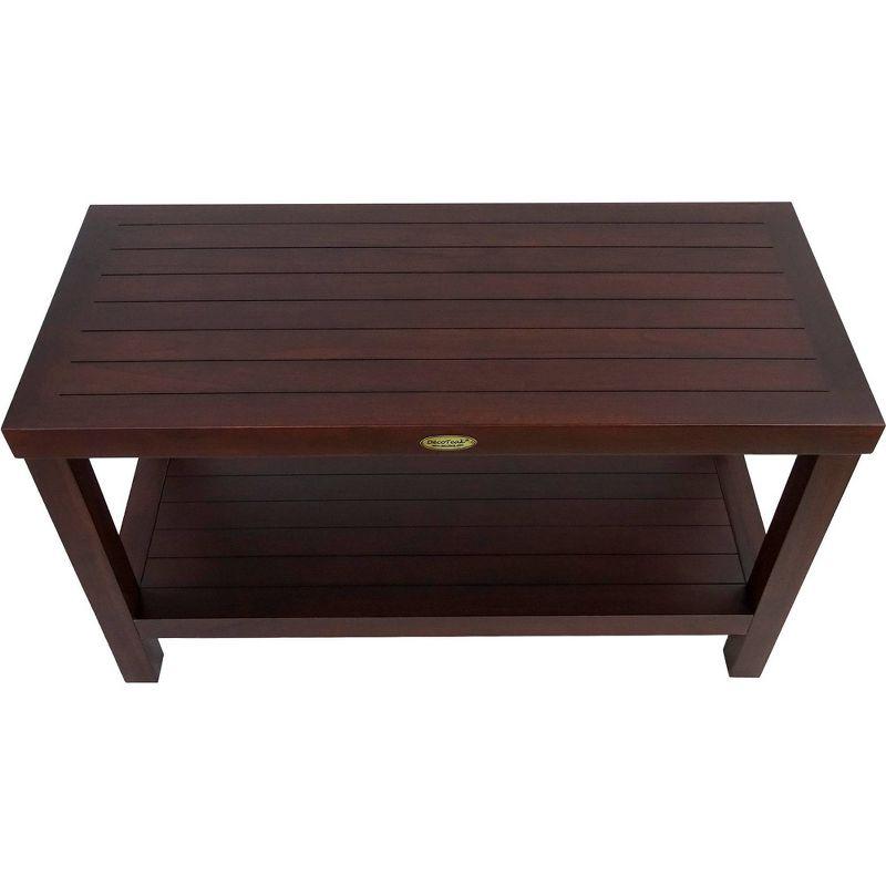 30" Eleganto DT116 Wide Teak Wood Shower Bench with Shelf - DecoTeak