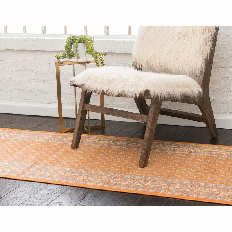 Unique Loom Williamsburg Collection Area Rug - Allover (2' 9" x 9' 10" Runner Orange/Gray)