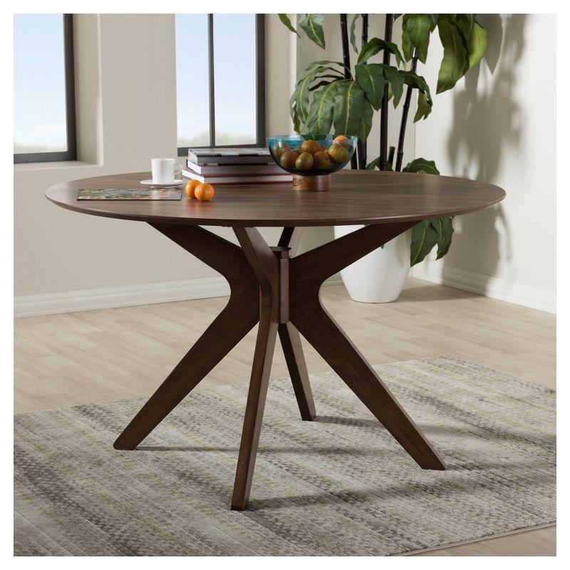 Baxton Studio Monte Mid-Century Modern Wood Finish 47" Round Dining Table Walnut Brown: Hardwood, Seats 4