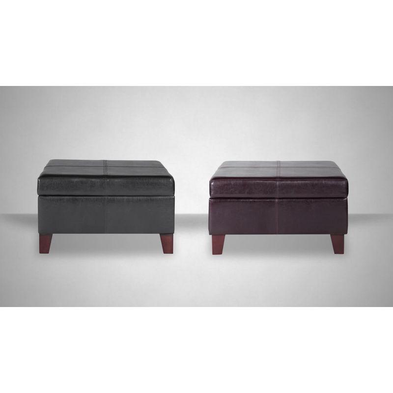Luxury Large Square Storage Ottoman Distressed Brown - HomePop: Upholstered, Modern Style, 250lb Capacity