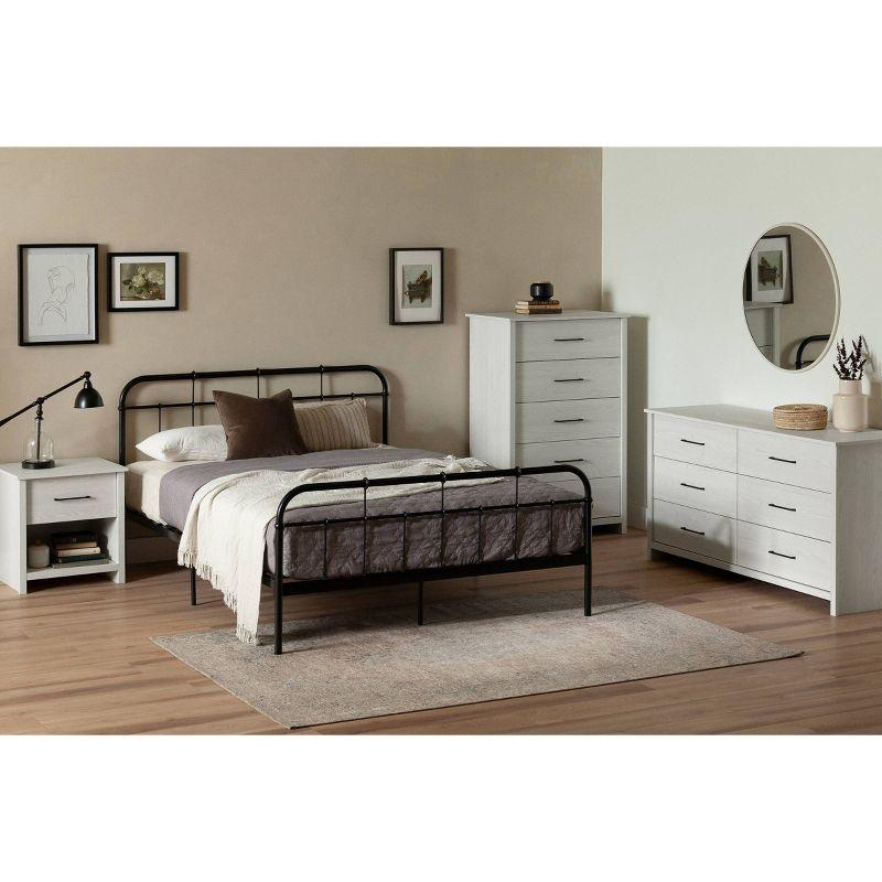 South Shore Chest White Pine: 5-Drawer Storage, Modern Farmhouse Style, Metal Handles, Laminate Surface