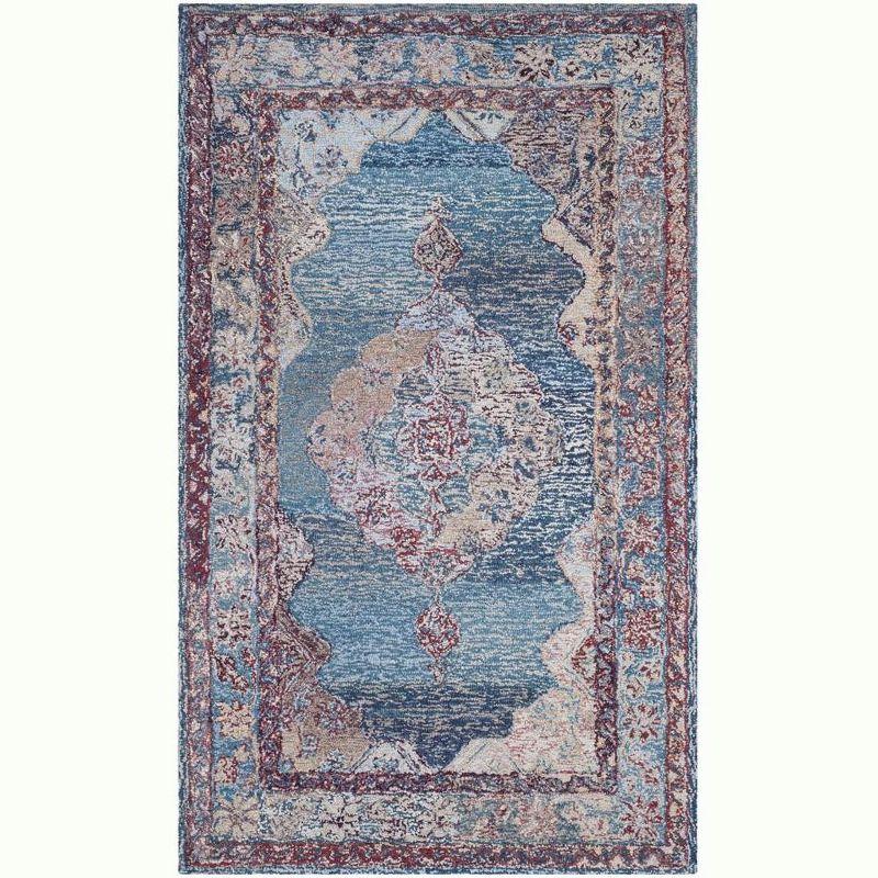 Vintage Blue Hand-Tufted Wool and Viscose Area Rug