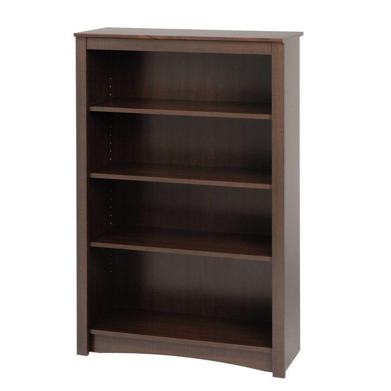 4 Shelf Bookcase Espresso - Prepac: Laminated Wood Composite, Metal Hardware, 80 lbs Capacity