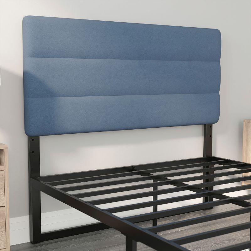 Flash Furniture Paxton Full Channel Stitched Fabric Upholstered Headboard, Adjustable Height from  44.5" to 57.25" - Blue