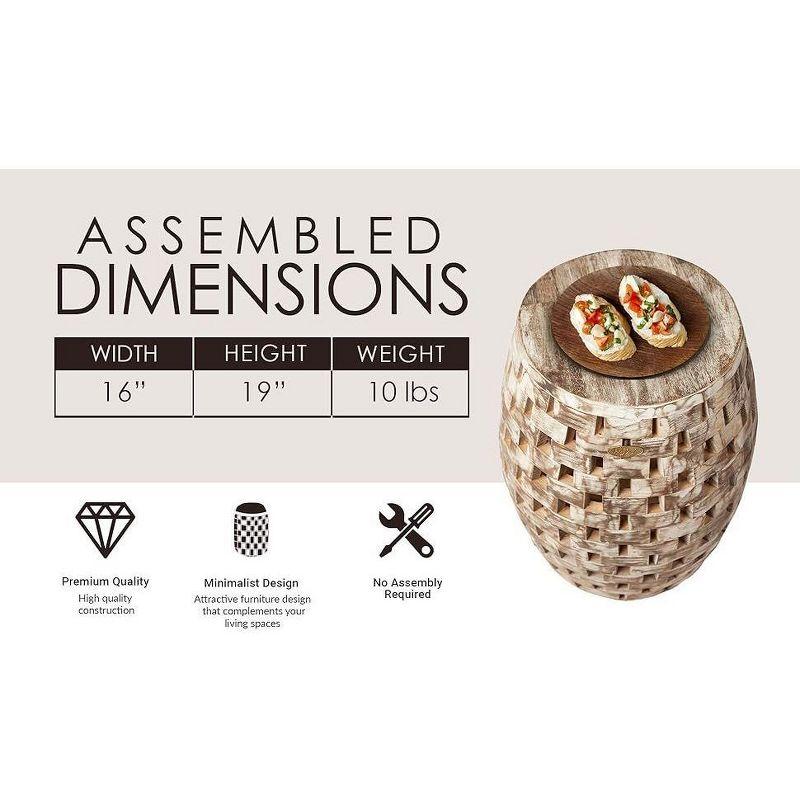 Balkene Home Maya Oval Rustic Garden Stool Wood Outdoor Seating & End Table Portable Adaptable Outdoor Furniture - Seasoned Patina Finish