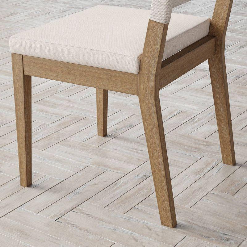 44" Linus Wood Sling Back Chair with Cushion, Flax Upholstery - Nathan James: Easy 20 Min Assembly