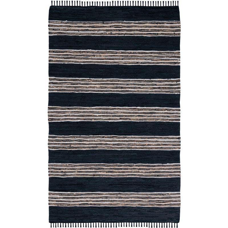 Vintage Leather VTL601 Hand Woven Area Rug - Black/Natural - 8'x10' - Safavieh.