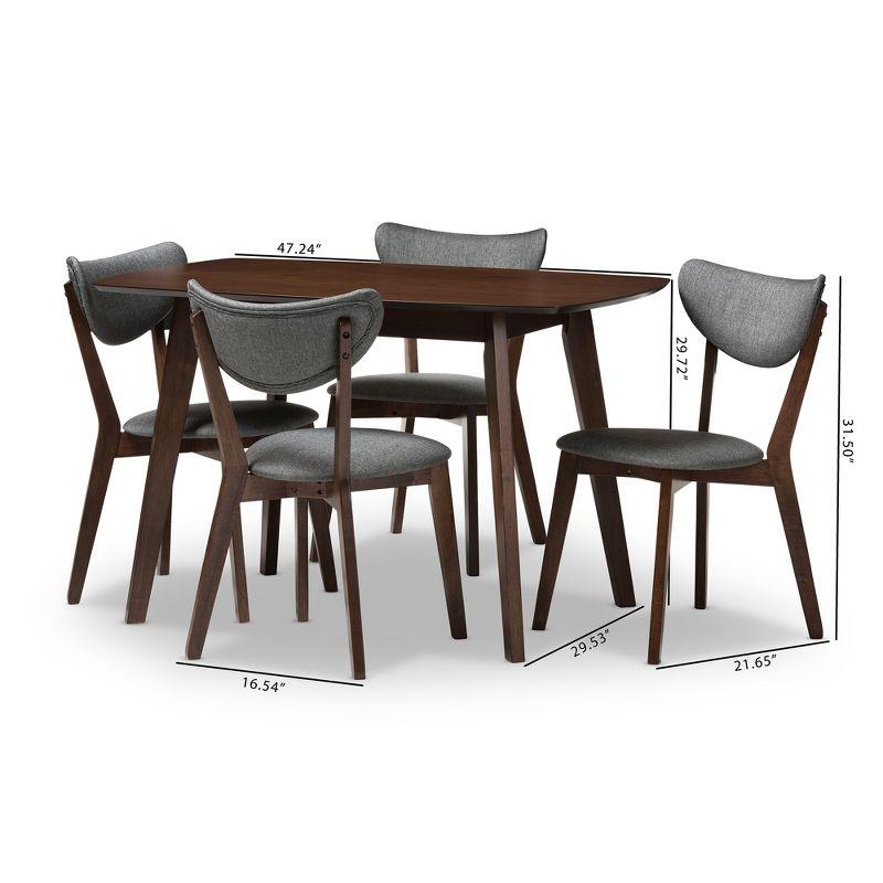 5pc Hadrea Mid Century Modern Dining Set with Foam Padded Chairs - Baxton Studio