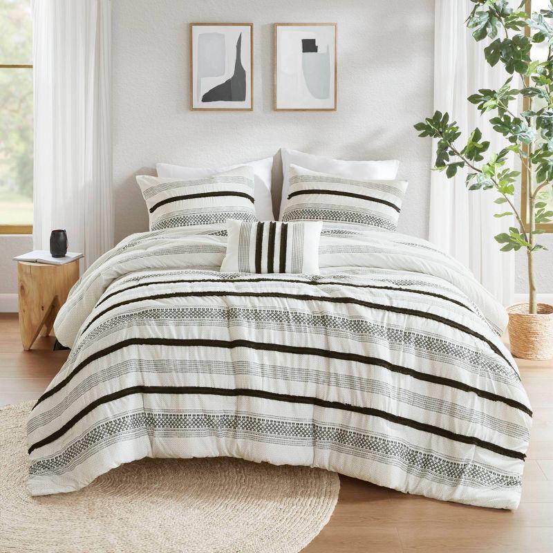 Carolina 7 Piece Stripe Comforter And Quilt Set