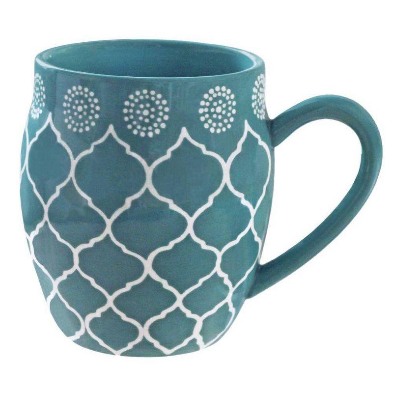 Marcela Floral Turquoise Ceramic Dinnerware Set, Service for 4