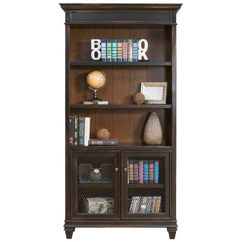 78" Hartford Bookcase with Lower Doors Brown - Martin Furniture: Metal Hardware, Wood Frame, No Assembly Required