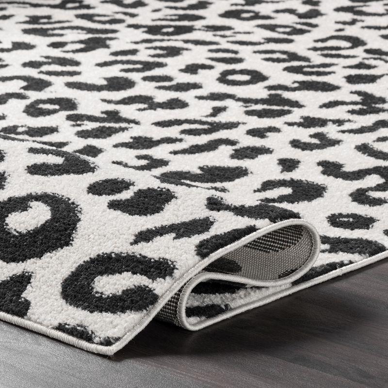 Luxurious Tufted Leopard Print 10' x 14' Dark Grey Area Rug