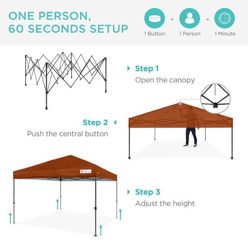 Best Choice Products Easy Setup Pop Up Canopy W/ 1-Button Setup, Wheeled Case, 4 Weight Bags