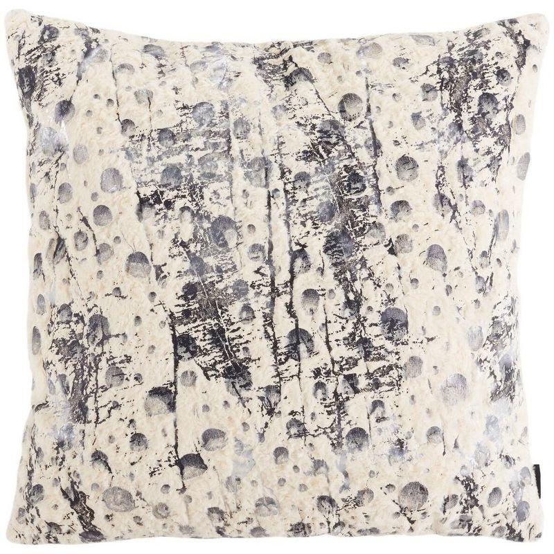 White Faux Fur Abstract Pattern Square Pillow Set