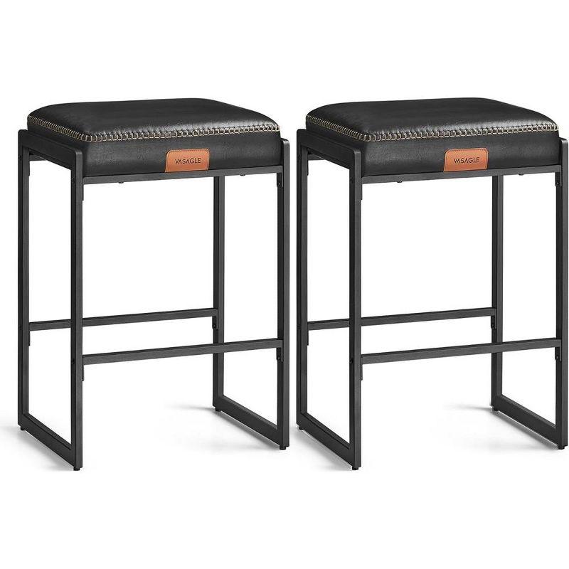VASAGLE Bar Stools Set of 2, Counter Height Bar Stools, Synthetic Leather with Stitching (Set of 2)