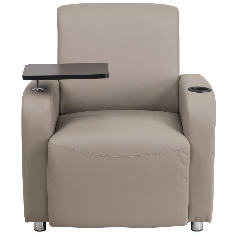 Modern Gray LeatherSoft Guest Chair with Swivel Tablet Arm