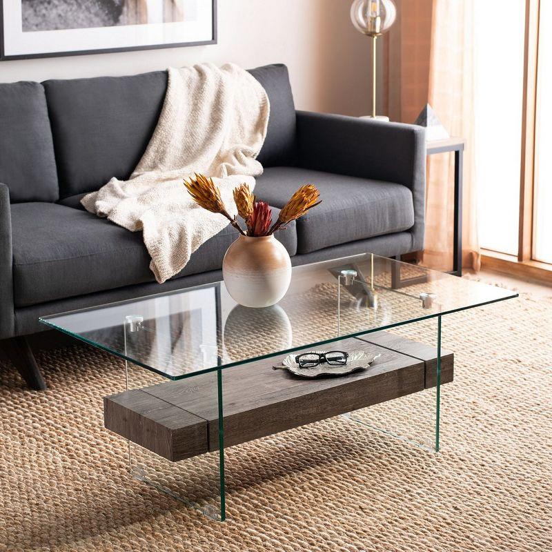 Kayley Coffee Table - Glass/Grey Oak - Safavieh