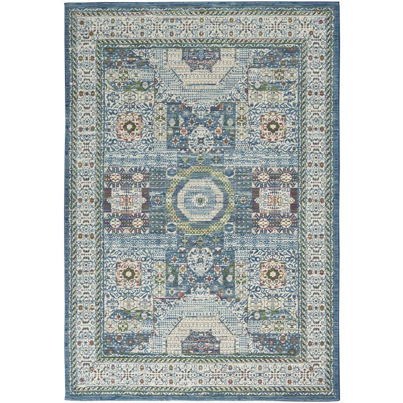 Nourison Global Vintage GLB17 Indoor only Area Rug - Ivory Light Blue 4' x 6'
