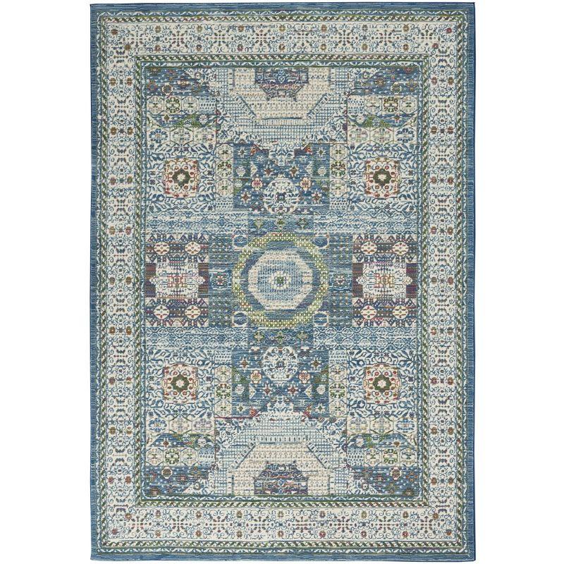 Nourison Global Vintage Ivory Light Blue Bohemian Indoor Rug