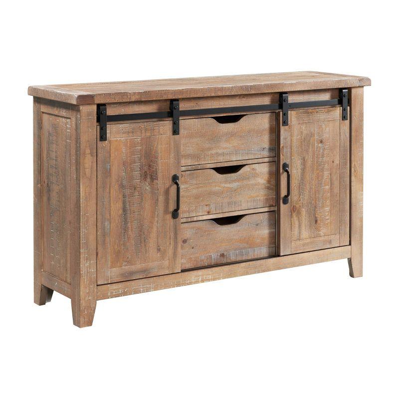 Highland Rustic Farmhouse 60" Sandwash Sideboard with Barn Doors