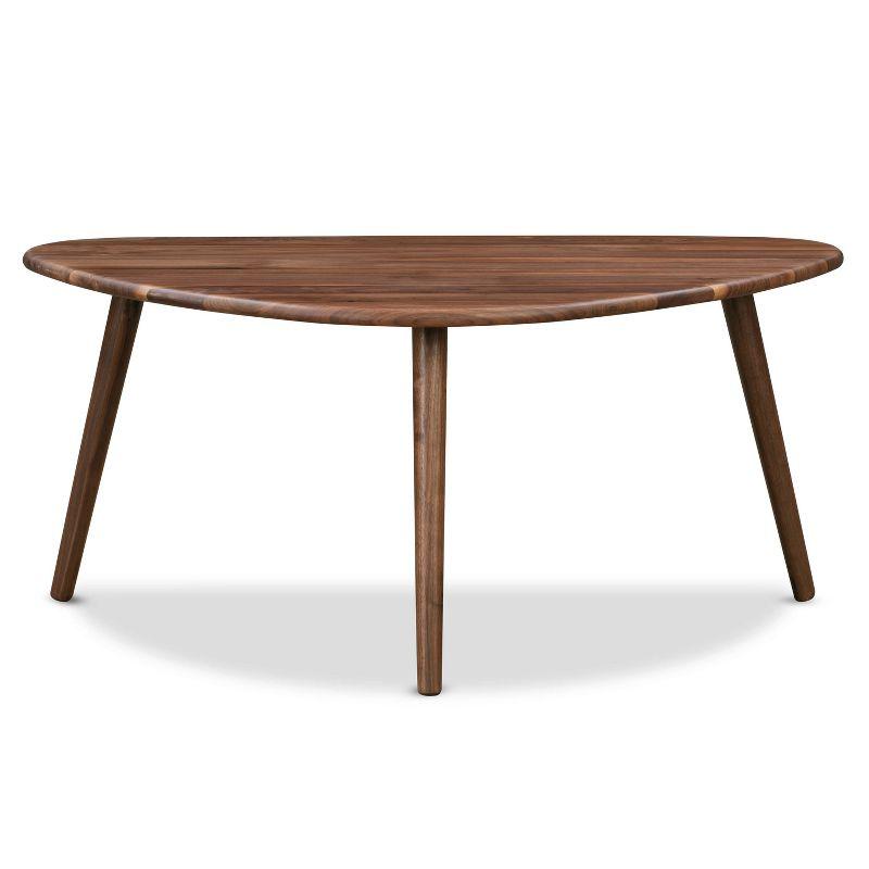 Poly & Bark Forma Coffee Table American Black Walnut: Mid Century Solid Wood, Half Moon Shape, 17" Height