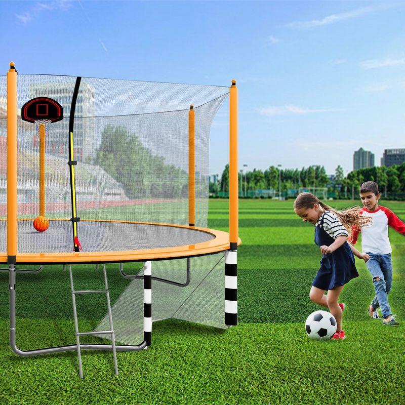 15FT Recreational Trampolines For Kids Teens Stainless Steel Frame With Basketball Hoop System Outdoor Large Trampoline With Net For Indoor Outdoor