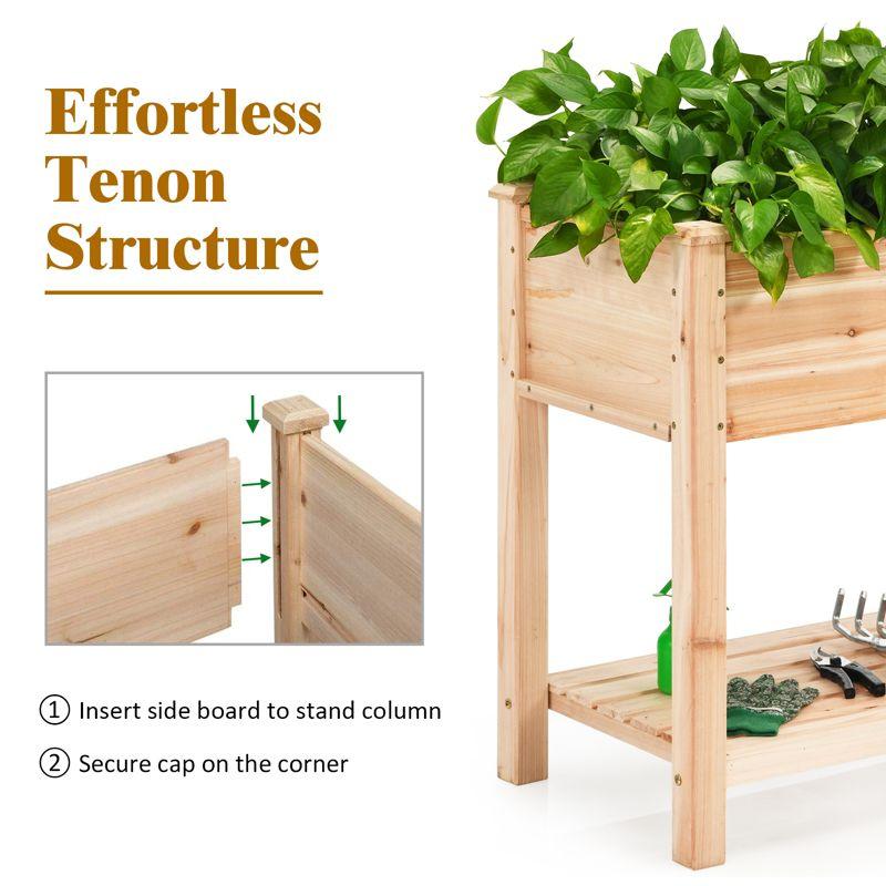 Costway Raised Garden Bed Elevated Wood Planter Box Stand for Vegetable Flower