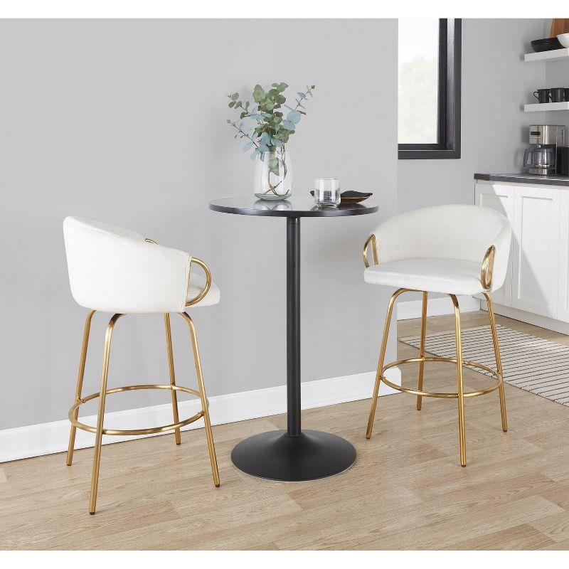 Set of 2 Claire Counter Height Barstools Gold/Cream - LumiSource: Fixed-Height, Swivel, Velvet Upholstery