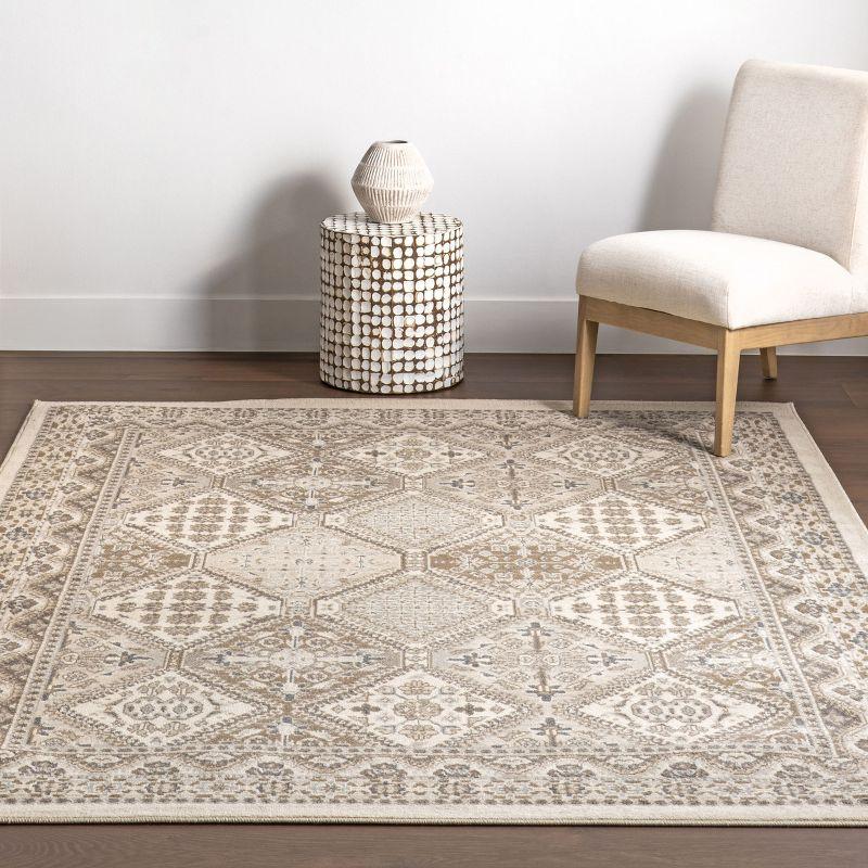 Nuloom Oval 7x9 Becca  Tiled Indoor Area Rug, Beige, Faded Transitional Design, Stain Resistant, BedroomLiving Room, Kitchen,
